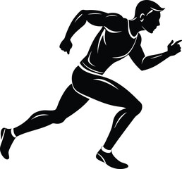 Illustration of a running  man black and white