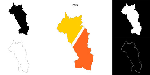 Paro district outline map set