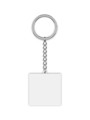 Blank square circular keychain ring blank template 3d illustration.