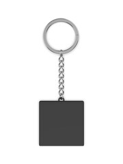 Blank square circular keychain ring blank template 3d illustration.
