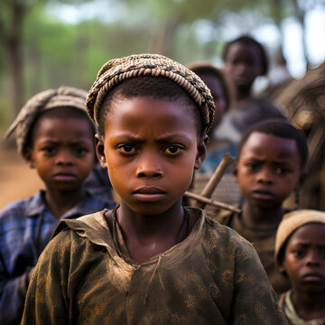 a group of poor African children