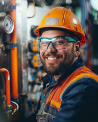Young factory engineer standing at factory