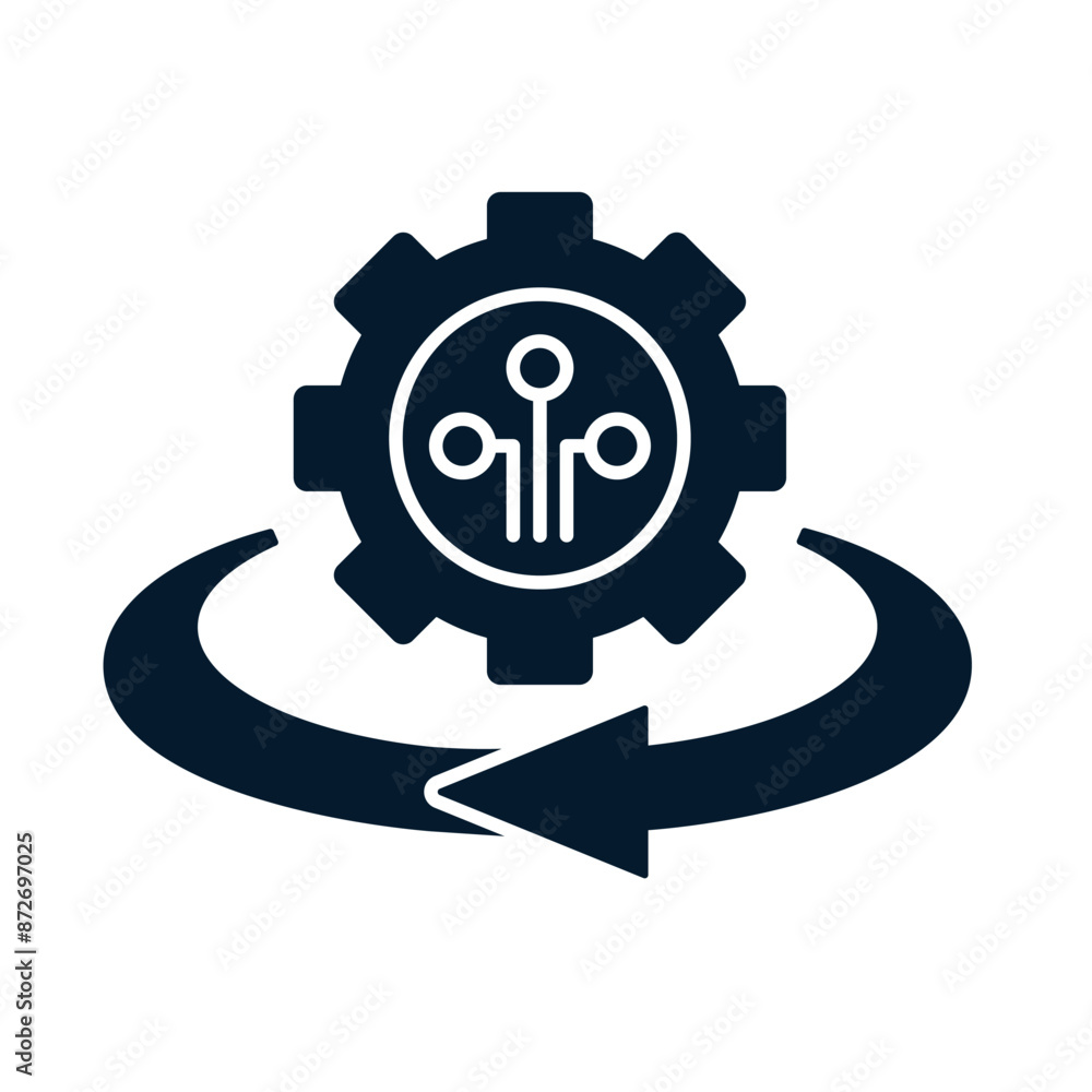 Poster concept of connecting technological operations. vector icon on white background.