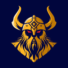 viking man knigth fighter helmet mascot emblem esports logo vectror clip art editable