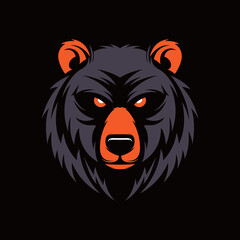 Bear mascot emblem badge dark logo vector illustration esports clip art business game fighter sticker t shirt design editable