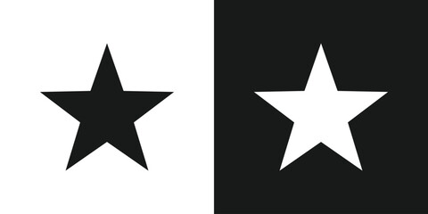 Star favorite black flat icon set vector
