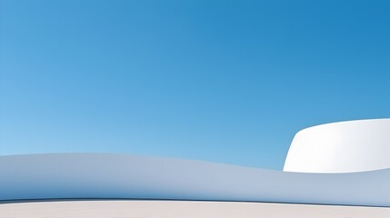 Minimalistic Curved Architecture Facades Against Clear Blue Sky Background