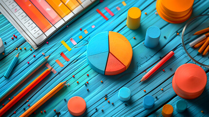 Creative Marketing Strategy Session Flat Design Top View - Campaign Planning Animation in Colored Pastel Tones