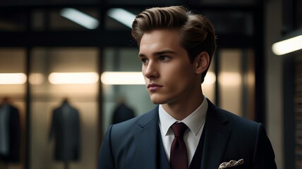 Fototapeta premium Showcase a sophisticated urban look for men, combining tailored pieces with a modern twist.