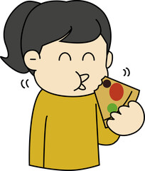 Obraz premium An illustration of someone eating pizza