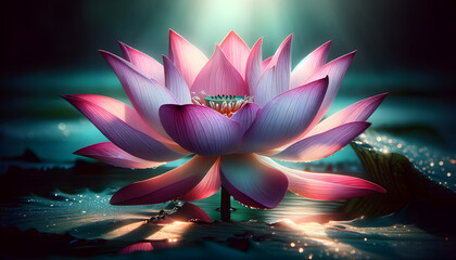 Serene Lotus Bloom: Tranquil Pond Reflections