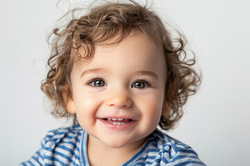 Fototapeta premium close up of little baby on white background