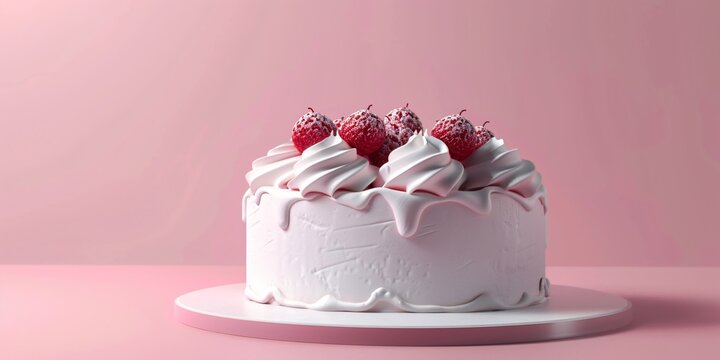 3D illustration of a cake with a blank paper topper.