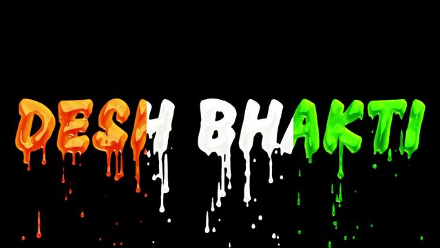 Colorful Dripping Anniversary Text 'Desh Bhakti' - Dynamic Celebration Footage, Perfect for patriotic themes or cultural showcases.