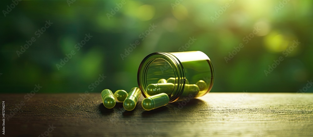Poster natural organic cannabis capsule extracted for daily wellness with copy space image for a holistic a