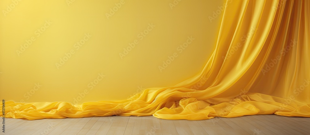 Poster Background featuring a textured yellow silk or satin with room for design elements in the empty space.image. with copy space image. Place for adding text or design