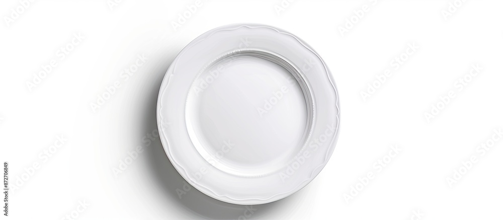 Fototapete An isolated white plate seen from above on a white background with a clipping path included for adding a copy space image.