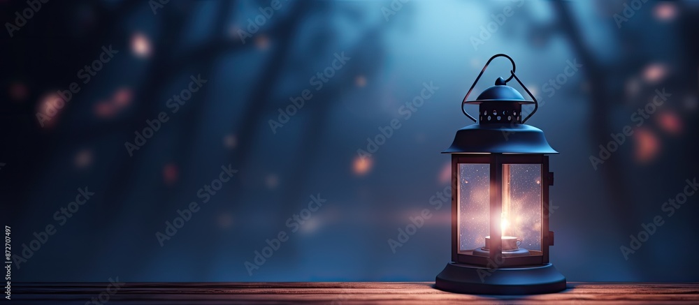 Poster Abstract wallpaper featuring a smooth gradient background in dark nighttime hues with a softly blurred lantern light creating a serene atmosphere around a clear space for additional visual content.