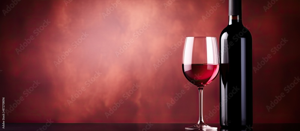 Poster Red wine in a glass and bottle, with space for text in the image. with copy space image. Place for adding text or design