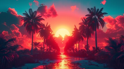 Tropical Sunset Over Water