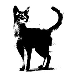 cat in illustration in brush stroke painting,