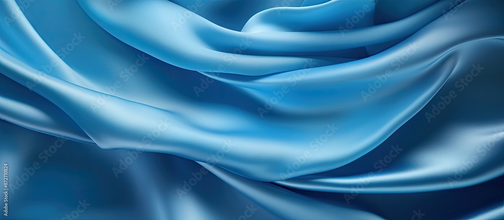 Aufkleber a top view of smooth, elegant blue silk or satin fabric creates a beautiful texture for an abstract 