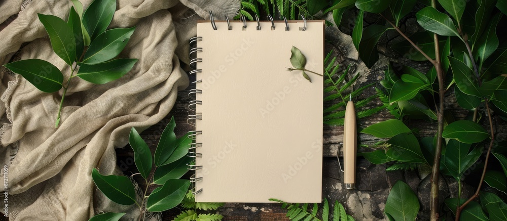 Aufkleber Mock up of a nature-themed layout with a blank note for adding text or images, providing ample copy space image.