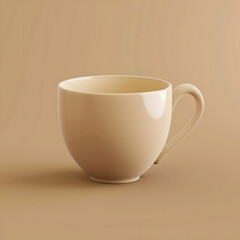 Classic White Cup of Coffee on a Simple Brown Background