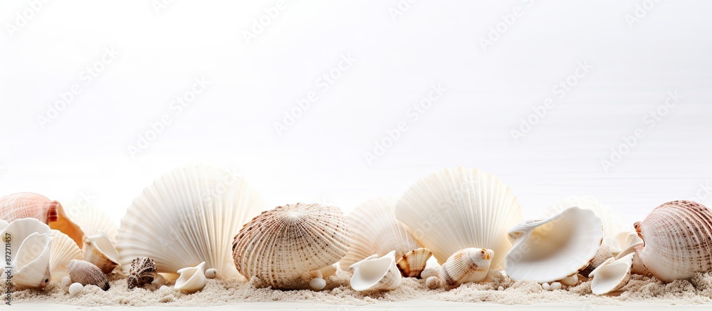 Aufkleber seashells on a white background with copy space image.