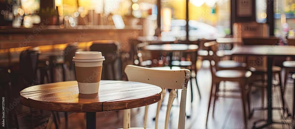 Poster customer seat in coffee shop, stock photo. with copy space image. place for adding text or design