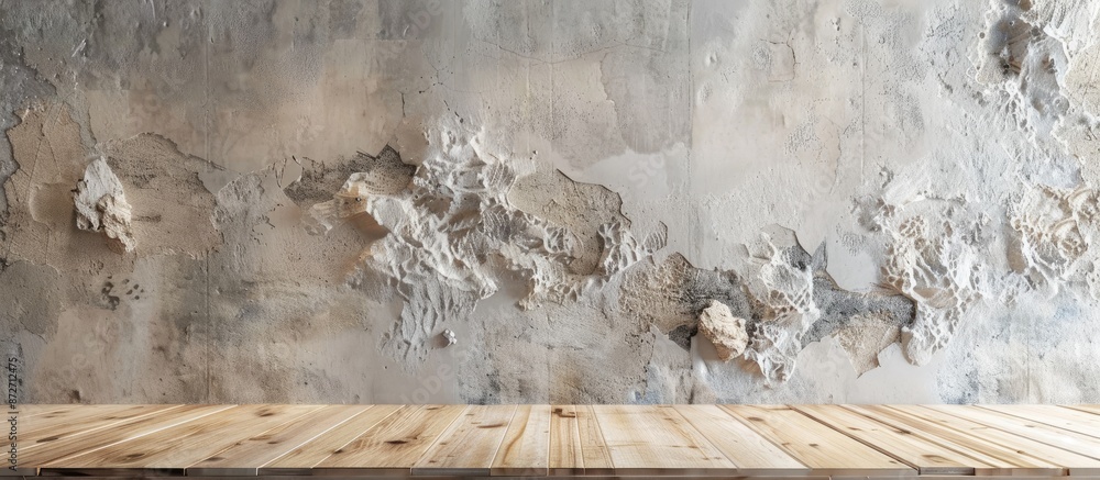 Poster Wall background with plaster and wooden panel. Texture wall. Loft style interior design. with copy space image. Place for adding text or design