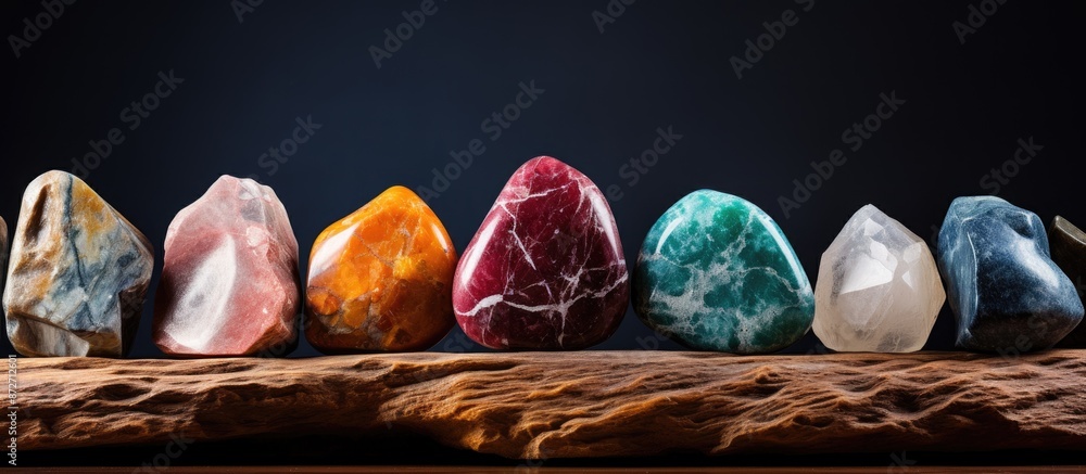Aufkleber Macro photograph of a natural stone displaying a variety of colors against a backdrop with copy space image.