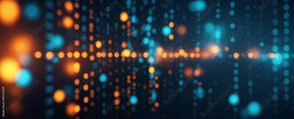 Aufkleber abstract network of glowing nodes and connections on dark backdrop, symbolizing digital technology, 