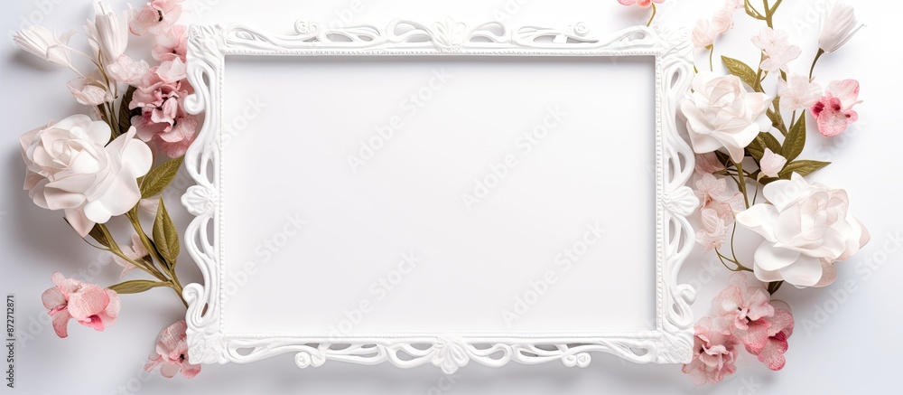 Poster White background isolated photo frame with copy space image.