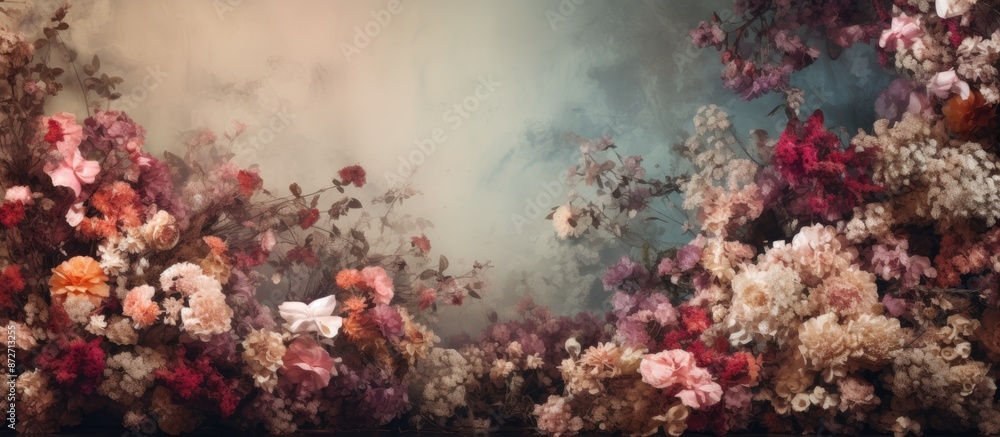 Fototapete Create a natural backdrop or wallpaper idea using a floral nature image with empty space for text or graphics. with copy space image. Place for adding text or design