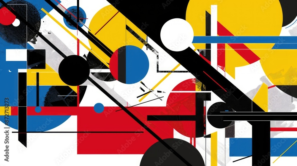 Aufkleber dynamic composition of abstract geometric shapes with bold colors, creating a vibrant and modern des