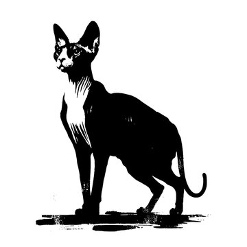 recommend clip art: cat in illustration in brush stroke painting,