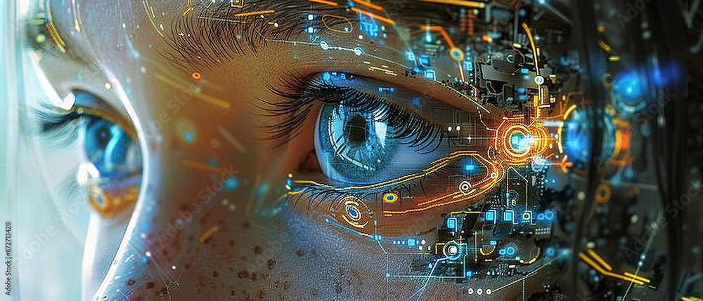 Poster technological integration imagine a world where technology has seamlessly integrated into every aspe