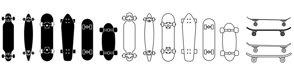 Skateboard icon vector set. Sport illustration sign collection. Board symbol or logo. © Denys