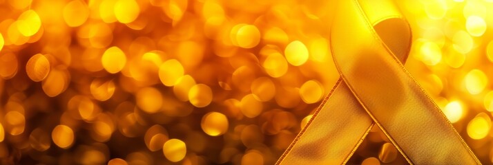 Appendix Cancer Awareness Month. Horizontal poster, free space for text. Yellow ribbon campaign. Symbol of Sarcoma, Bone Cancer Awareness, Suicide prevention, Endometriosis awareness