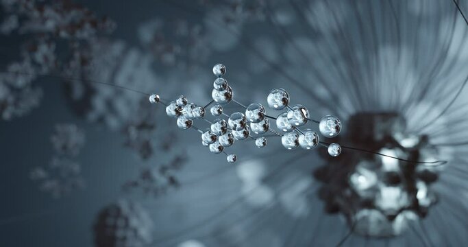 Azanidazole rotating 3d molecule, molecular structure of nitroimidazole derivative, seamless video