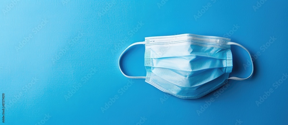 Poster isolated medical surgical face mask with a filter on a background with copy space image.