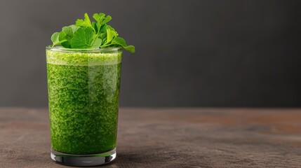 Refreshing green smoothie with fresh herbs
