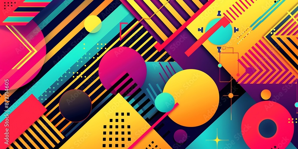 Aufkleber abstract colorful geometric background with retro patterns and shapes, colorful background, vector i
