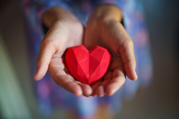 Hand give red heart