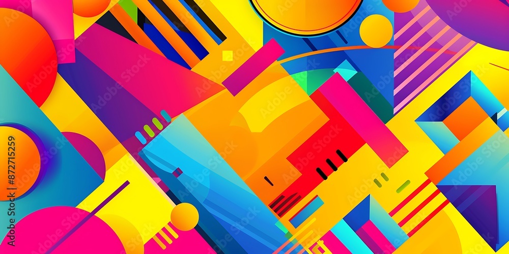 Poster abstract colorful geometric background with retro patterns and shapes, colorful background, vector i