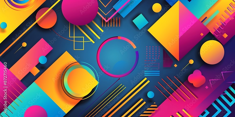 Aufkleber abstract colorful geometric background with retro patterns and shapes, colorful background, vector i