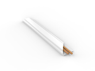 Round wooden Food Chopsticks with pack isolated on white background, 3d illustration.