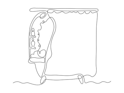 recommend clip art: Abstract bathroom with shower and curtain, continuous single line art hand drawing sketch, logo