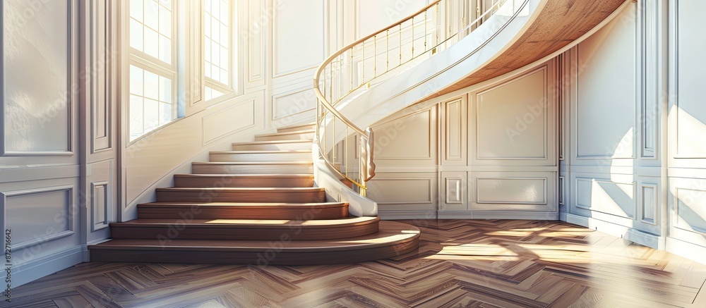 Aufkleber elegant, curved staircase in an upscale home. with copy space image. place for adding text or design